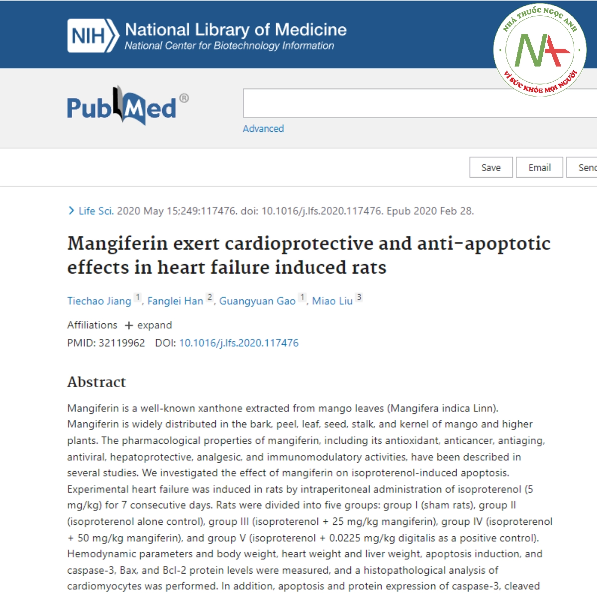 Mangiferin exert cardioprotective and anti-apoptotic effects in heart failure induced rats
