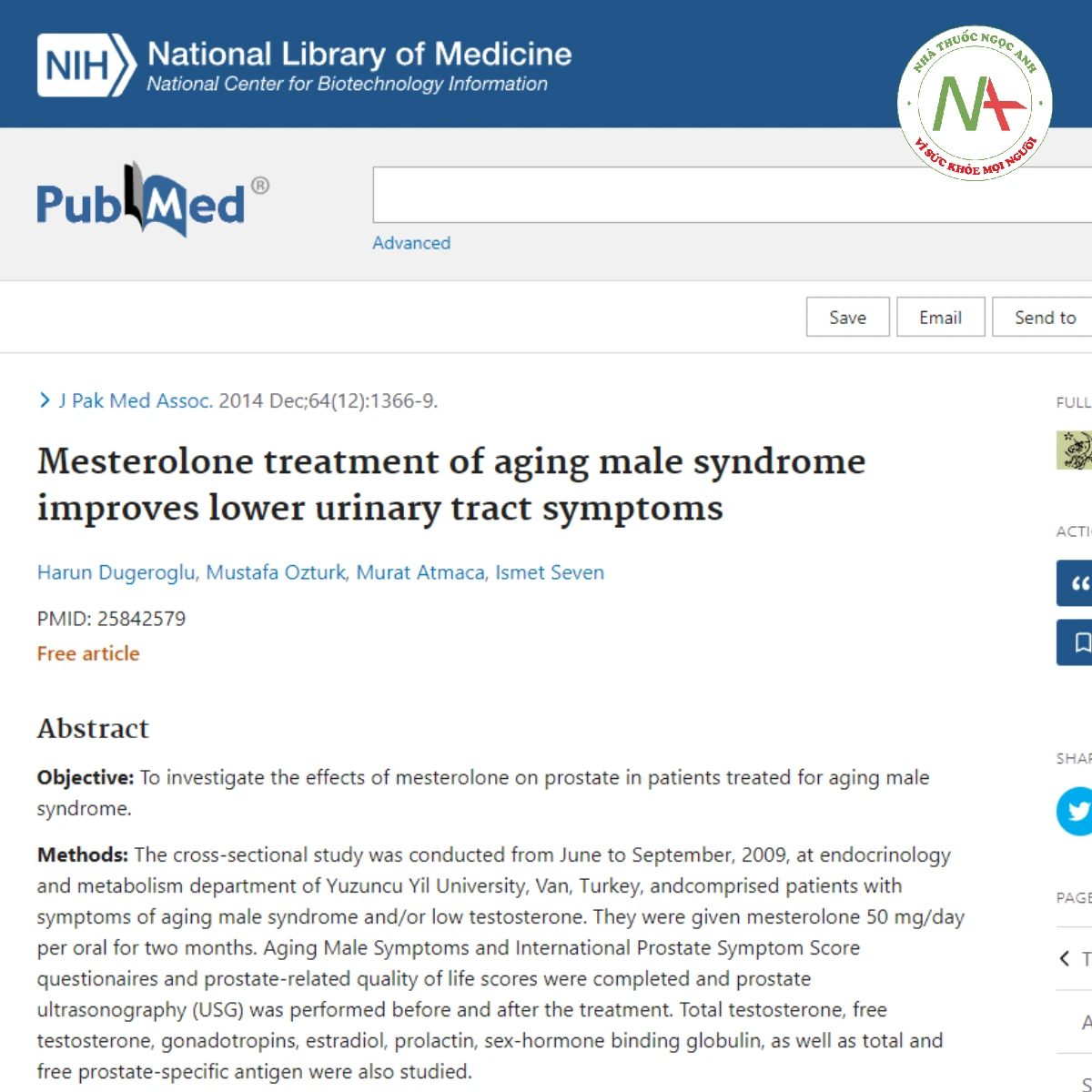 Mesterolone treatment of aging male syndrome improves lower urinary tract symptoms