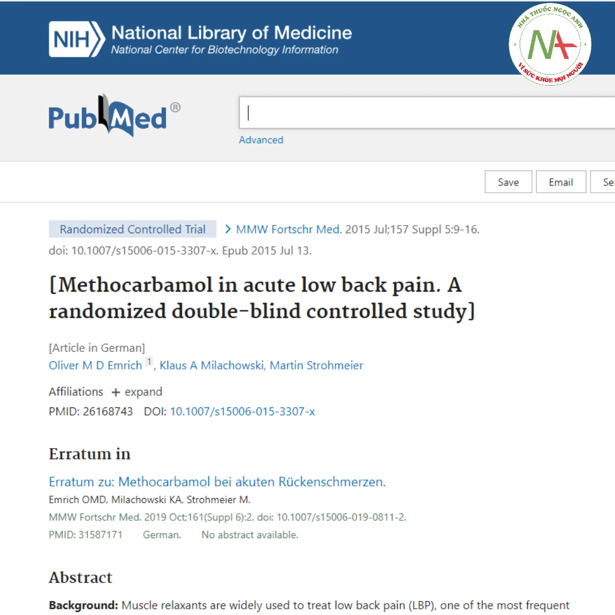 Methocarbamol in acute low back pain. A randomized double-blind controlled study
