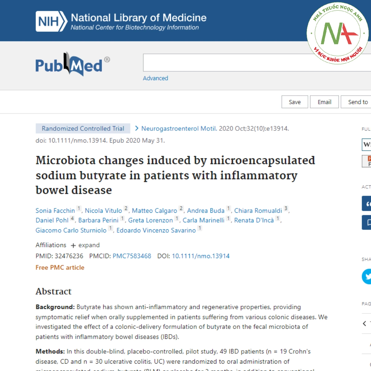 Microbiota changes induced by microencapsulated sodium butyrate in patients with inflammatory bowel disease