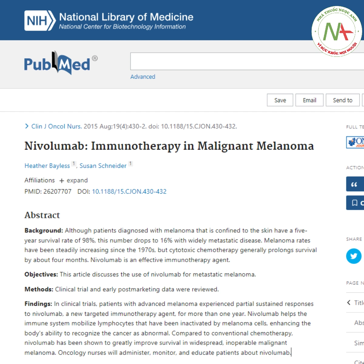 Nivolumab: Immunotherapy in Malignant Melanoma