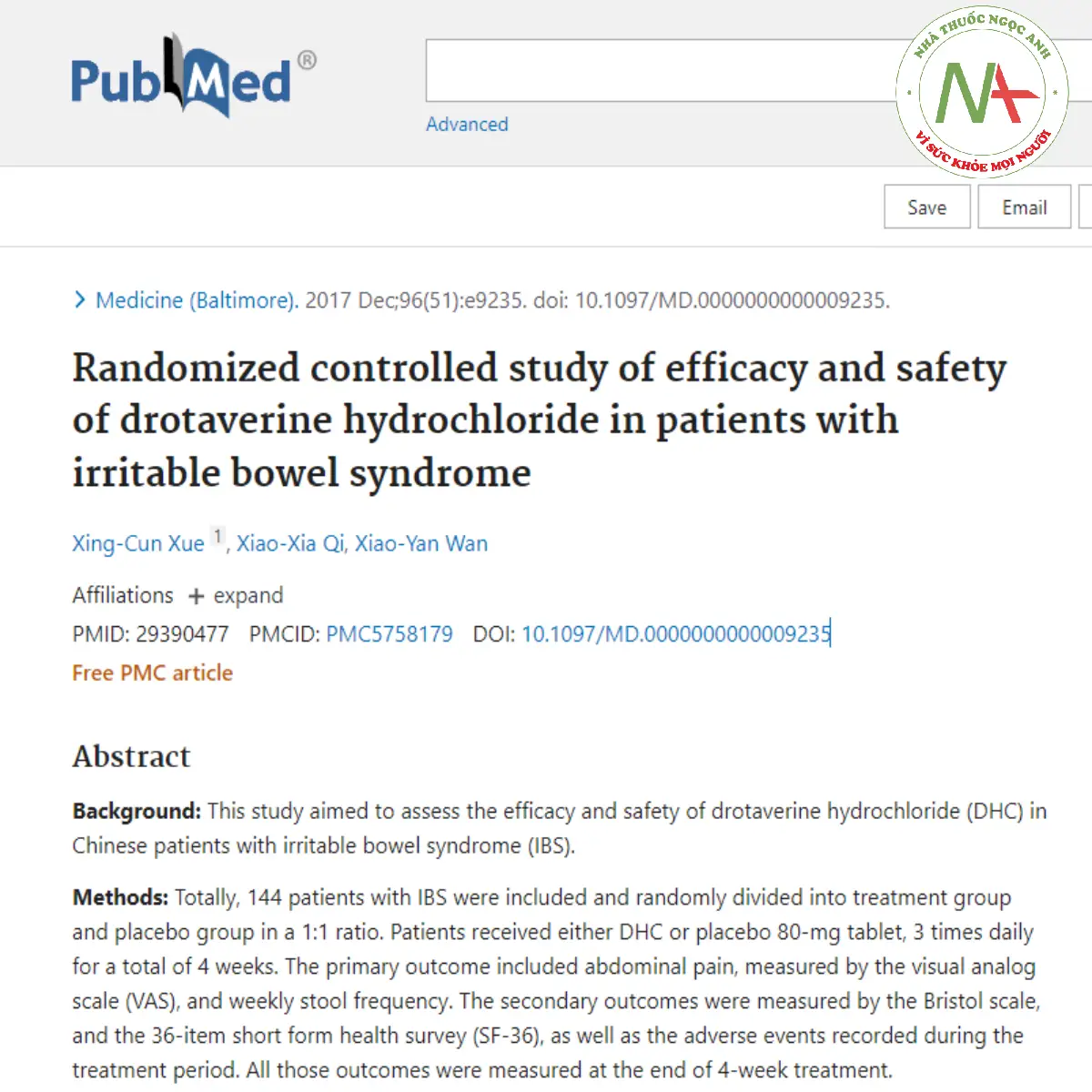 Randomized controlled study of efficacy and safety of drotaverine hydrochloride in patients with irritable bowel syndrome