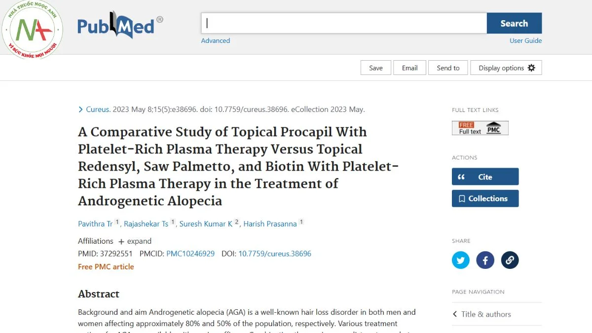 A Comparative Study of Topical Procapil With Platelet-Rich Plasma Therapy Versus Topical Redensyl, Saw Palmetto, and Biotin With Platelet-Rich Plasma Therapy in the Treatment of Androgenetic Alopecia
