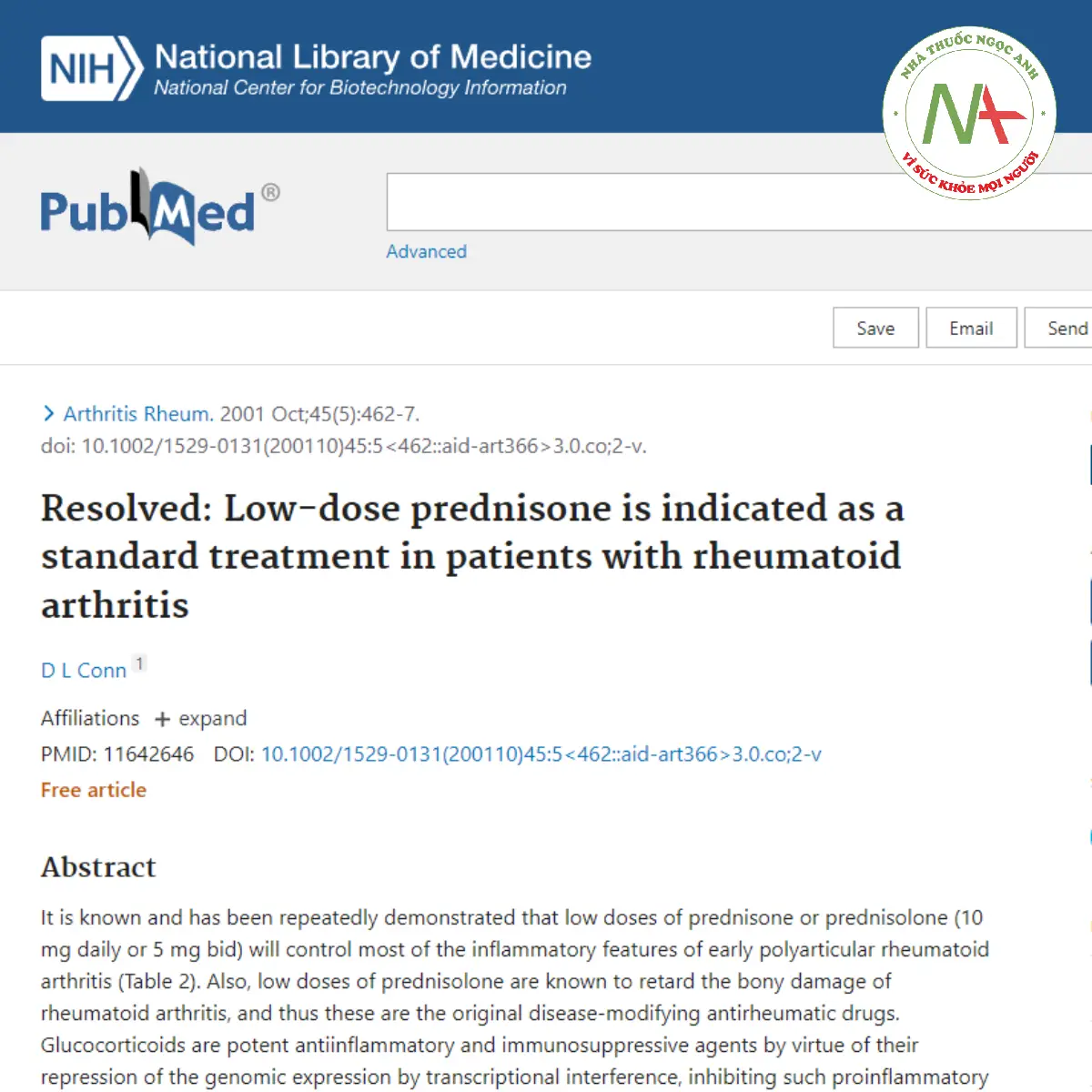 Resolved: Low-dose prednisone is indicated as a standard treatment in patients with rheumatoid arthritis