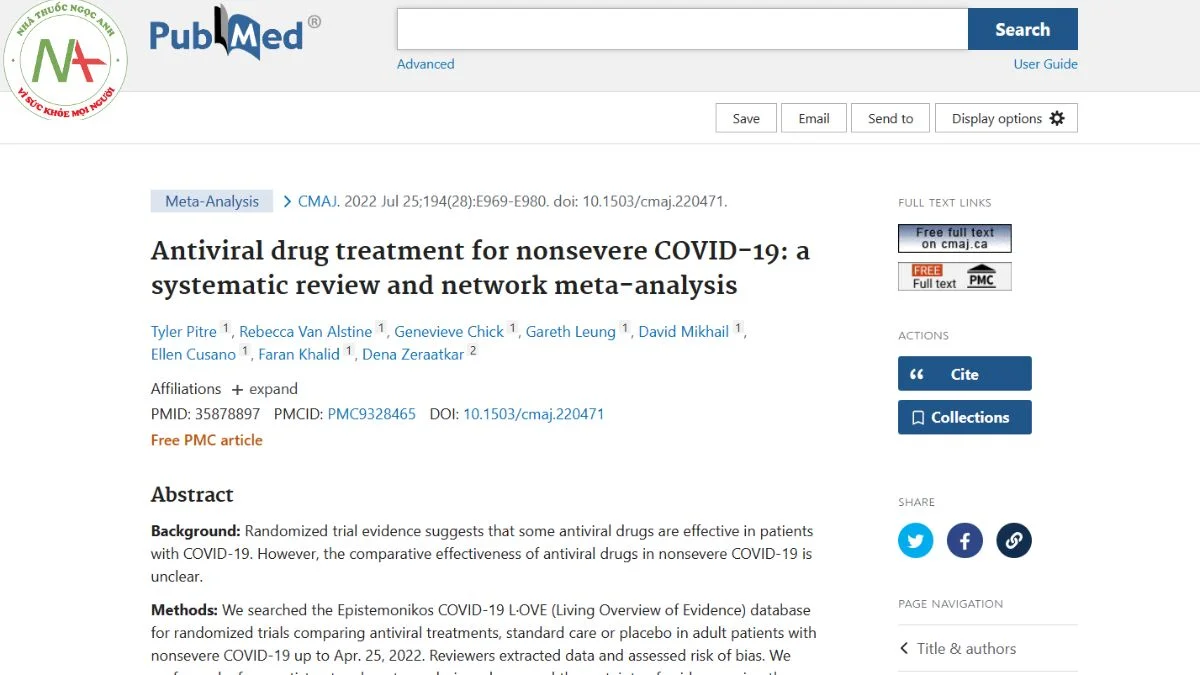 Antiviral drug treatment for nonsevere COVID-19: a systematic review and network meta-analysis