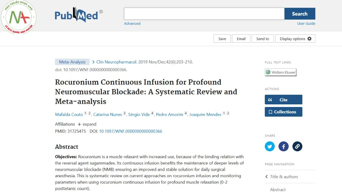 Rocuronium Continuous Infusion for Profound Neuromuscular Blockade: A Systematic Review and Meta-analysis
