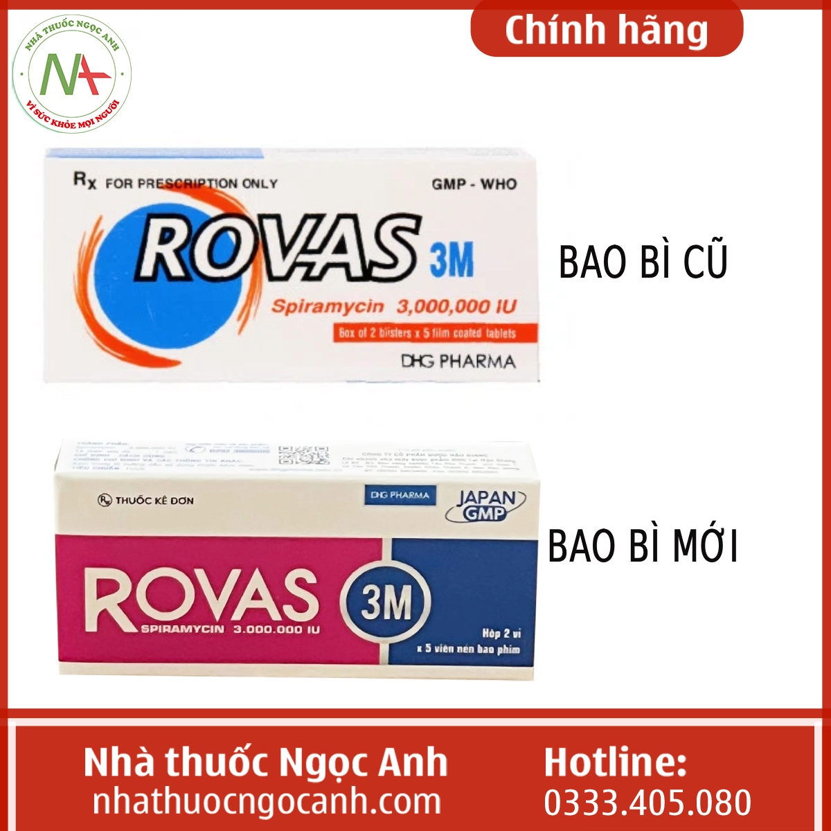 Thay đổi mẫu mã hộp thuốc Rovas 3M
