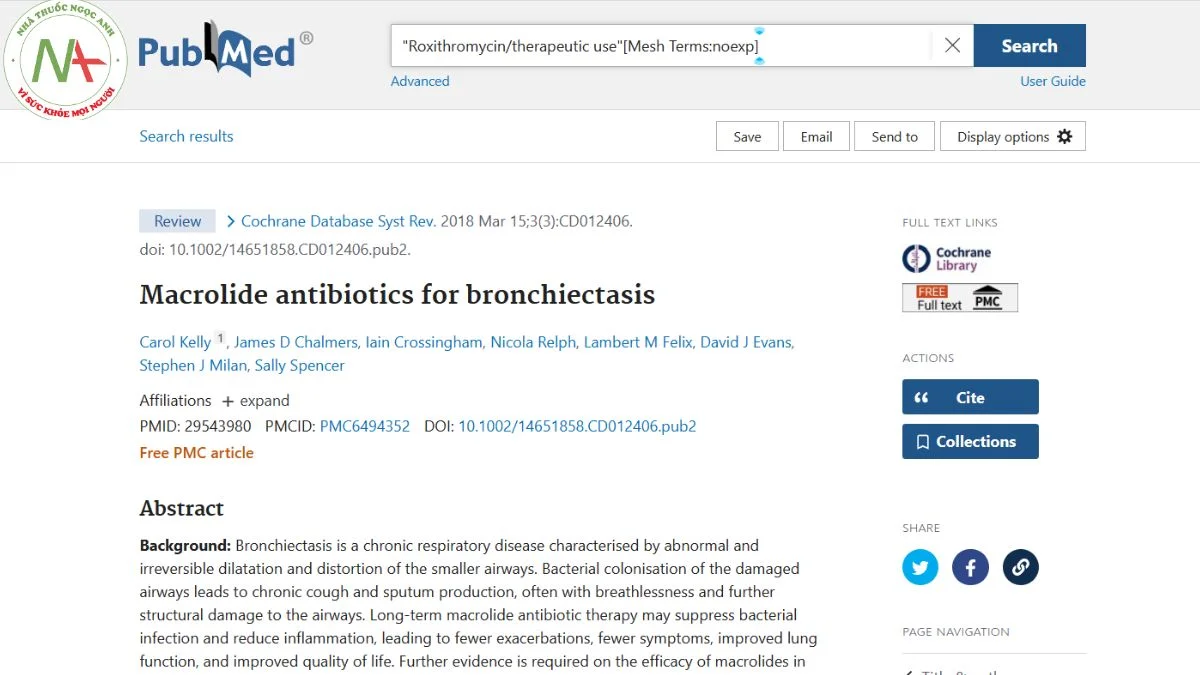 Macrolide antibiotics for bronchiectasis
