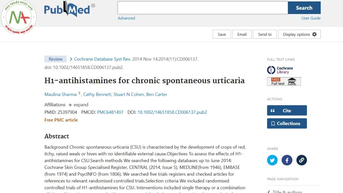 H1-antihistamines for chronic spontaneous urticaria