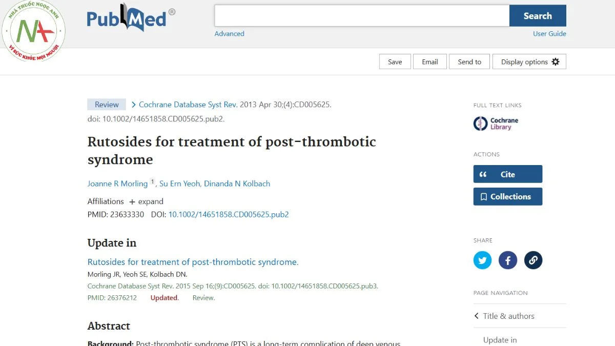 Rutosides for treatment of post-thrombotic syndrome