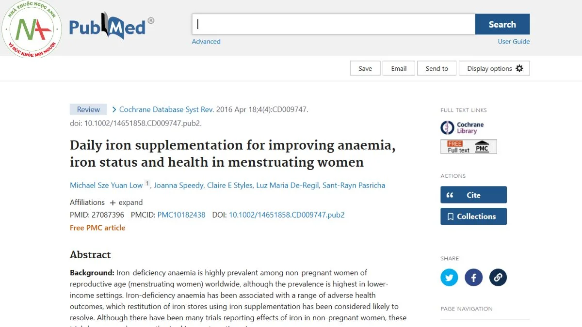 Daily iron supplementation for improving anaemia, iron status and health in menstruating women
