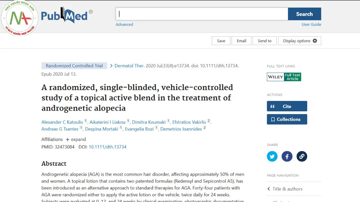 A randomized, single-blinded, vehicle-controlled study of a topical active blend in the treatment of androgenetic alopecia