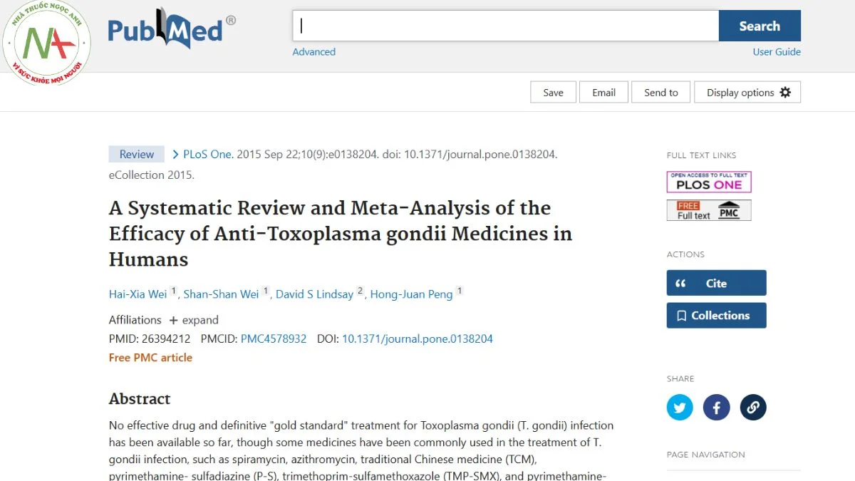 A Systematic Review and Meta-Analysis of the Efficacy of Anti-Toxoplasma gondii Medicines in Humans