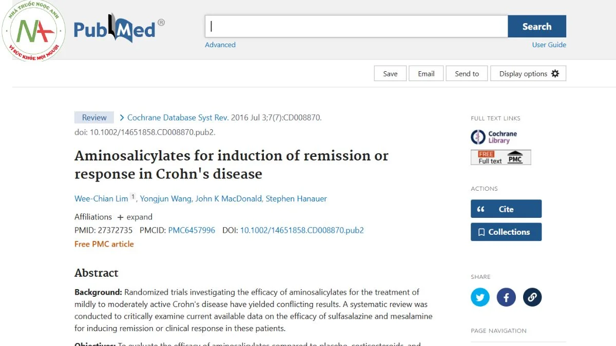 Aminosalicylates for induction of remission or response in Crohn's disease