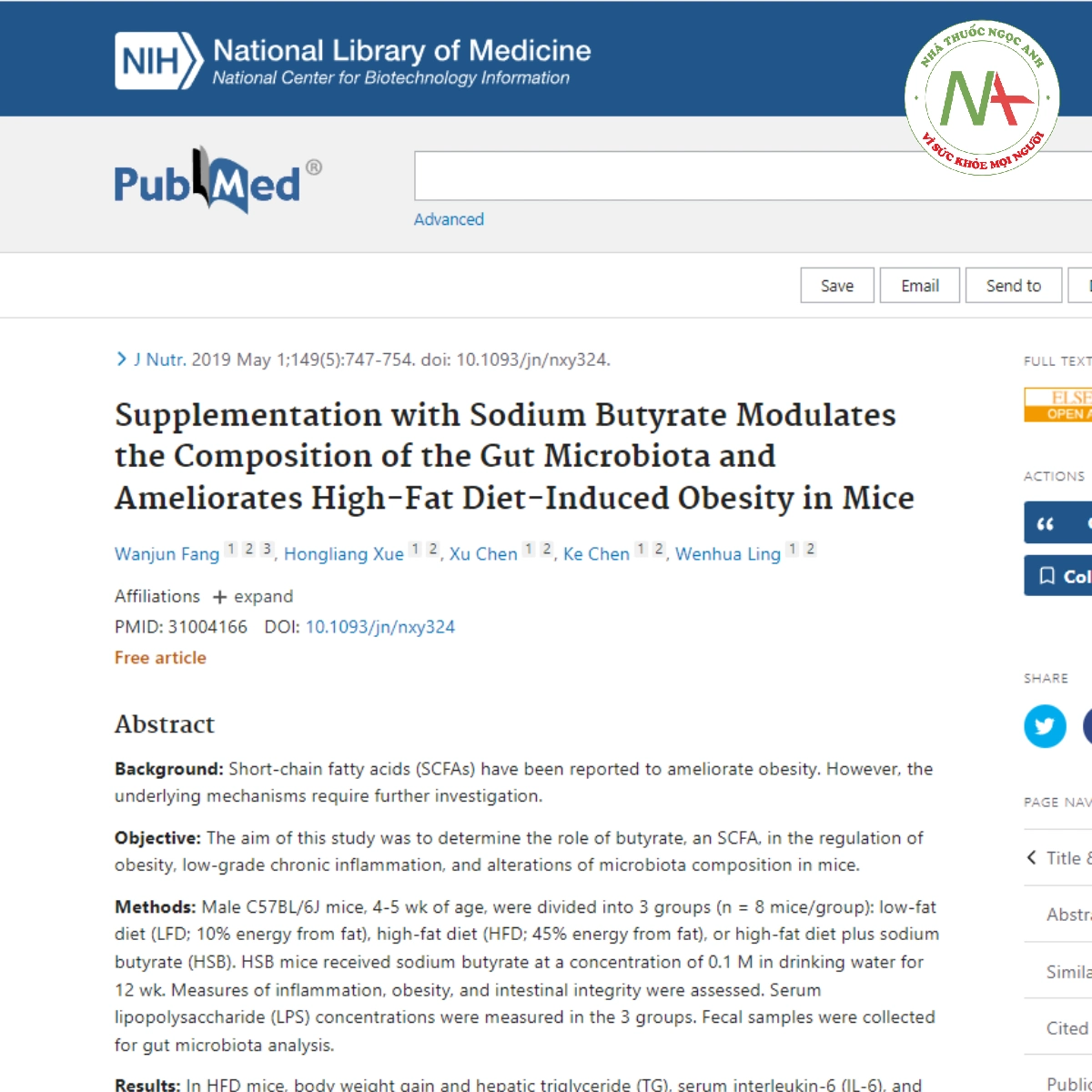 Supplementation with Sodium Butyrate Modulates the Composition of the Gut Microbiota and Ameliorates High-Fat Diet-Induced Obesity in Mice