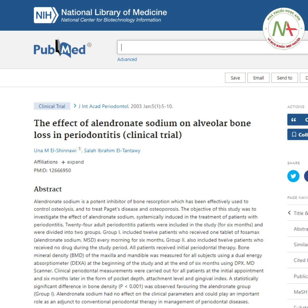 The effect of alendronate sodium on alveolar bone loss in periodontitis (clinical trial)