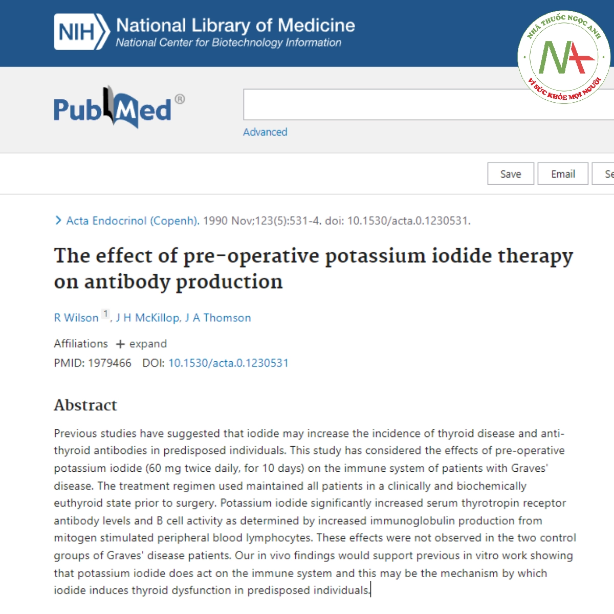 The effect of pre-operative potassium iodide therapy on antibody production