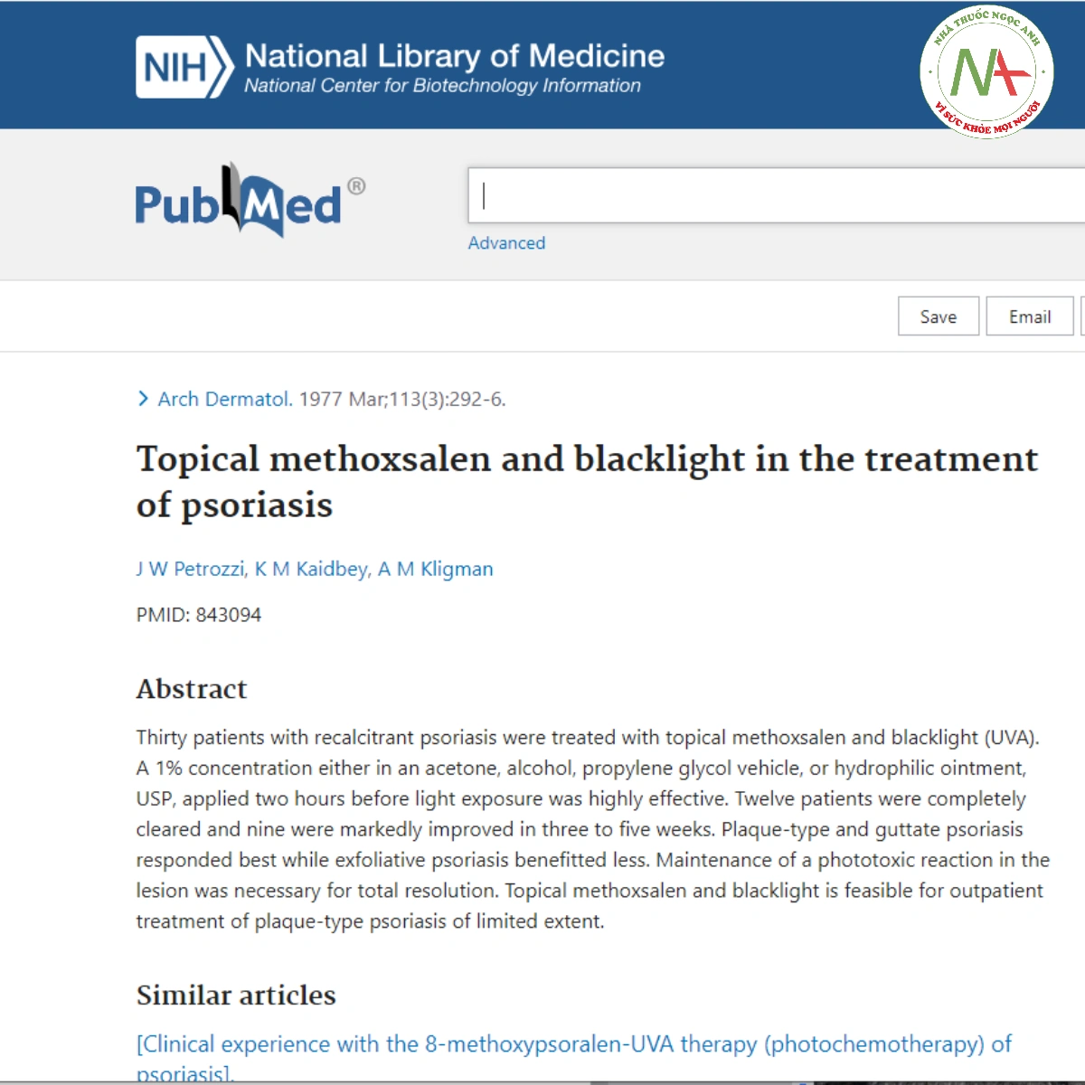 Topical methoxsalen and blacklight in the treatment of psoriasis