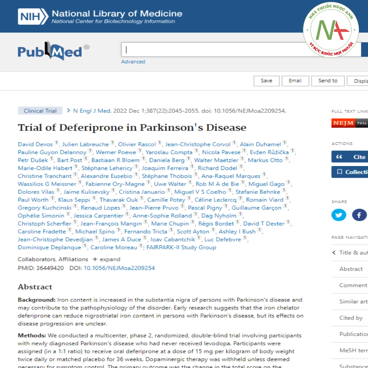Trial of Deferiprone in Parkinson's Disease