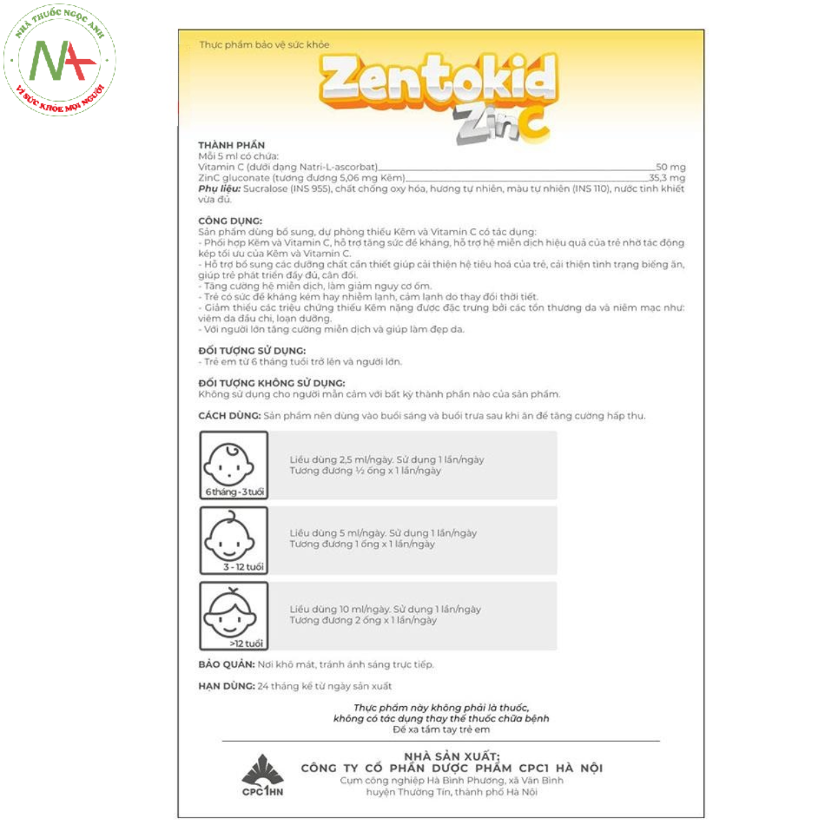 Hướng dẫn sử dụng Zentokid ZInc