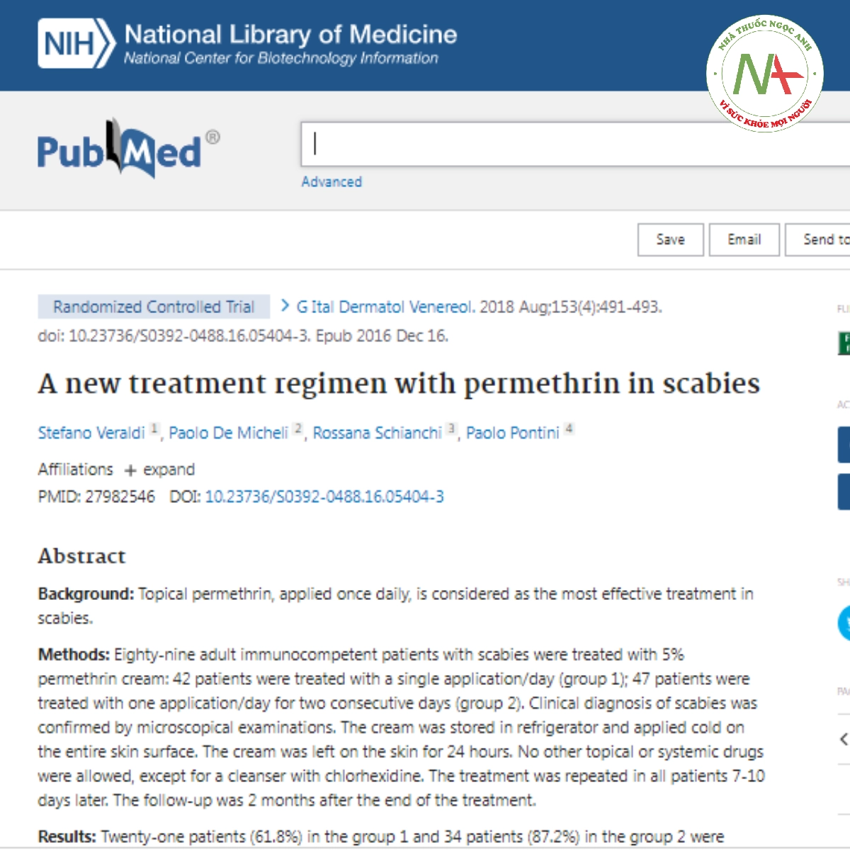 A new treatment regimen with permethrin in scabies