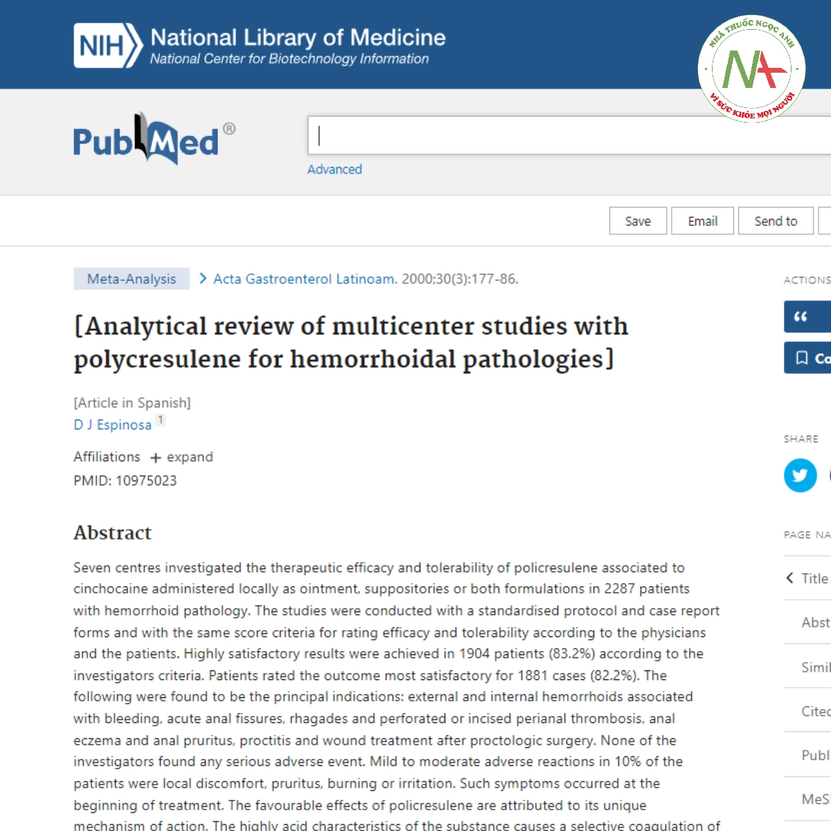 Analytical review of multicenter studies with polycresulene for hemorrhoidal pathologies