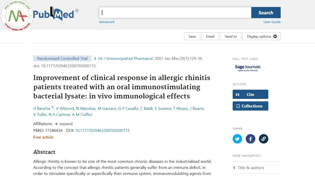 Improvement of clinical response in allergic rhinitis patients treated with an oral immunostimulating bacterial lysate: in vivo immunological effects