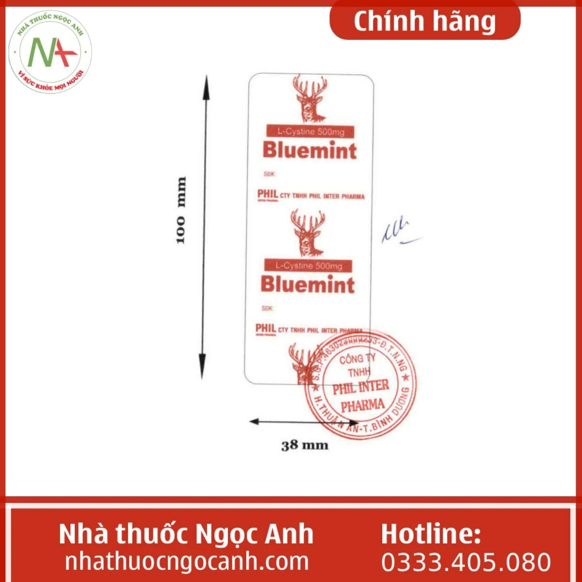 Nhãn thuốc Bluemint 500mg