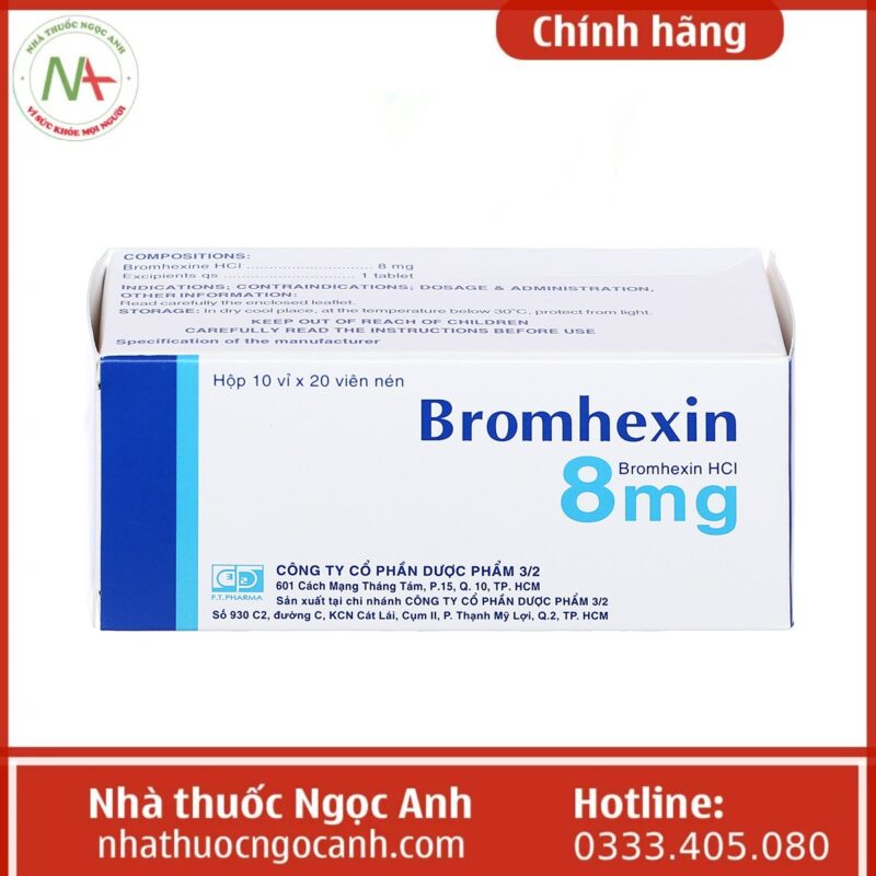 Bromhexin 8mg F.T.Pharma là thuốc gì, có tác dụng gì, giá bao nhiêu ...