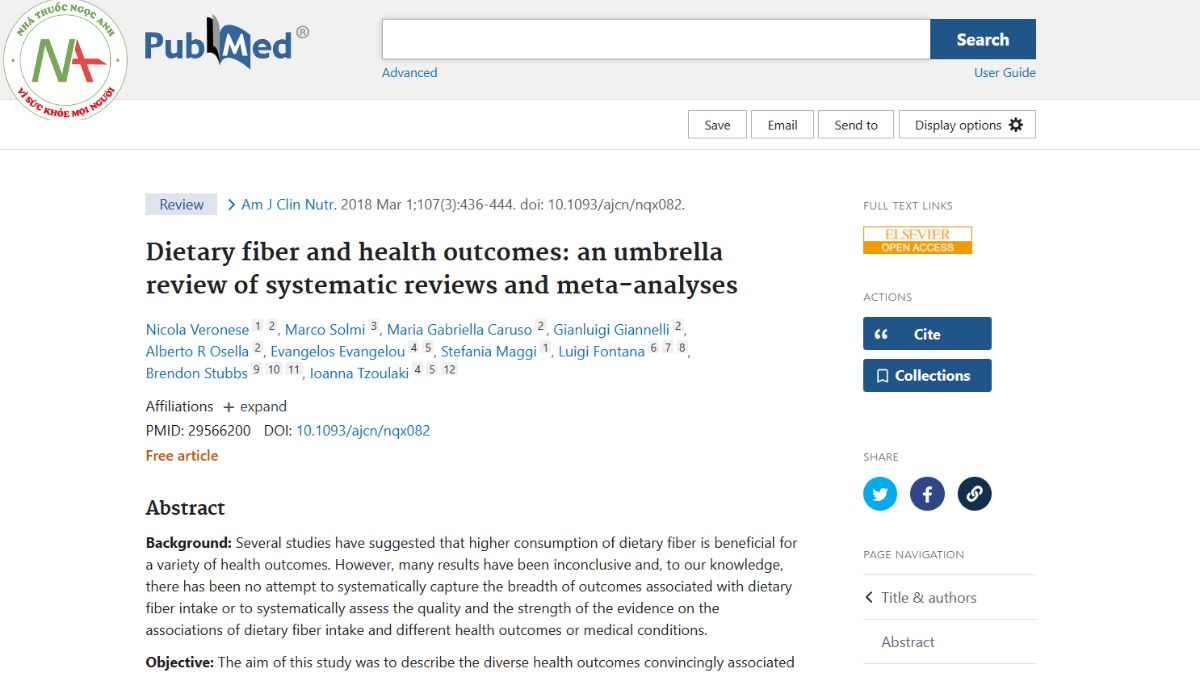 Dietary fiber and health outcomes: an umbrella review of systematic reviews and meta-analyses