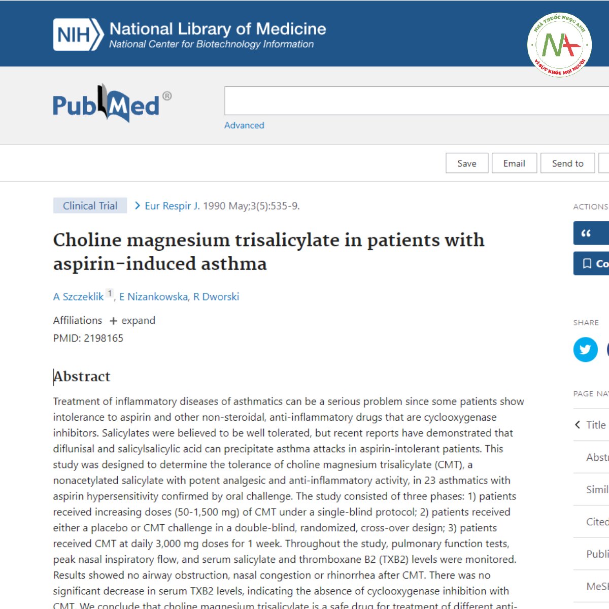 Choline magnesium trisalicylate in patients with aspirin-induced asthma