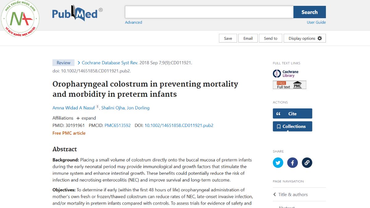 Oropharyngeal colostrum in preventing mortality and morbidity in preterm infants