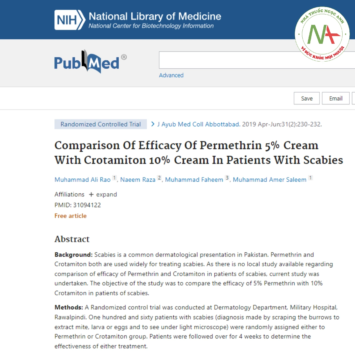 Comparison Of Efficacy Of Permethrin 5% Cream With Crotamiton 10% Cream In Patients With Scabies (1)