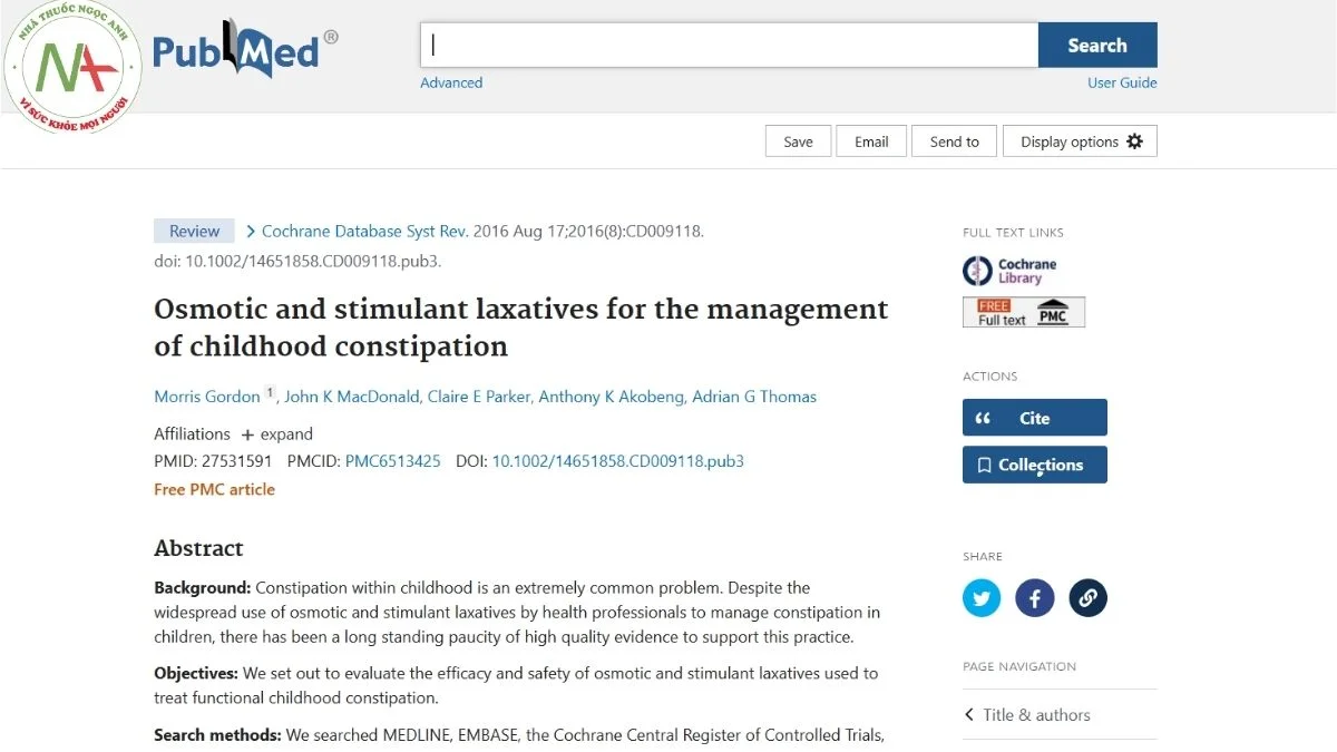 Osmotic and stimulant laxatives for the management of childhood constipation