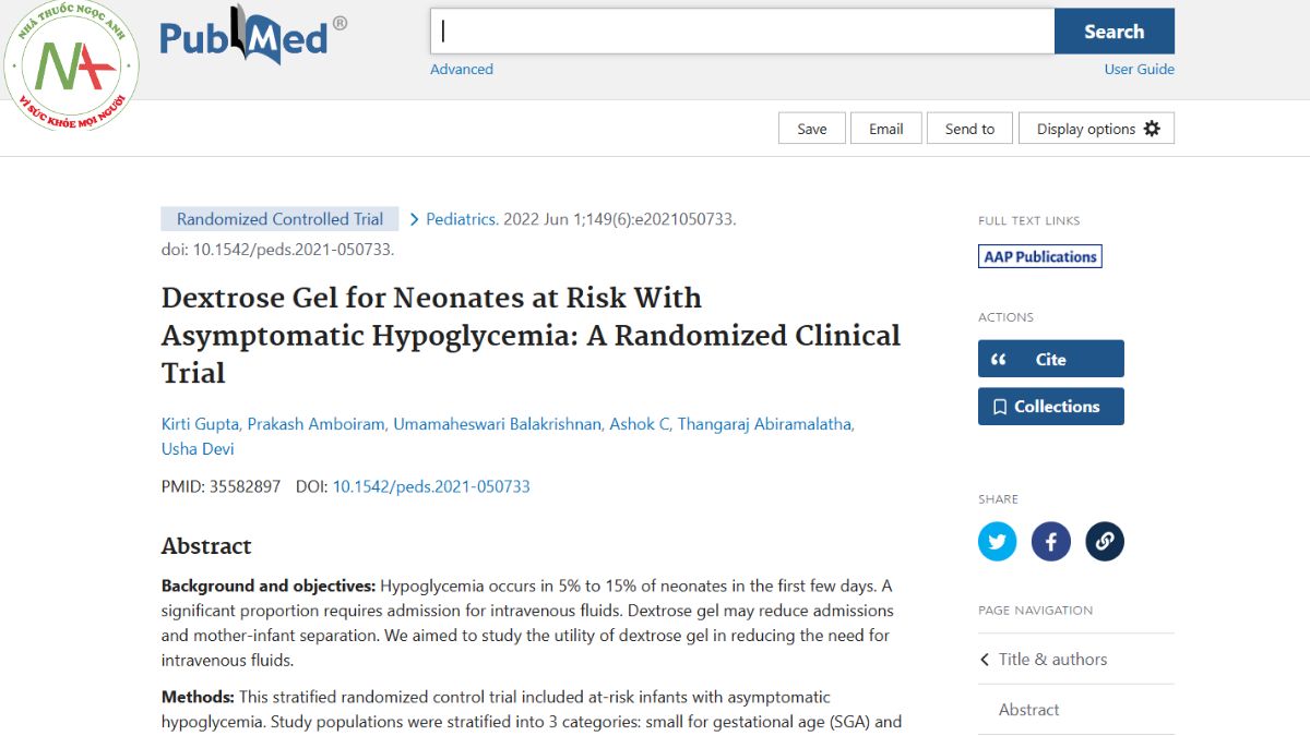 Dextrose Gel for Neonates at Risk With Asymptomatic Hypoglycemia: A Randomized Clinical Trial