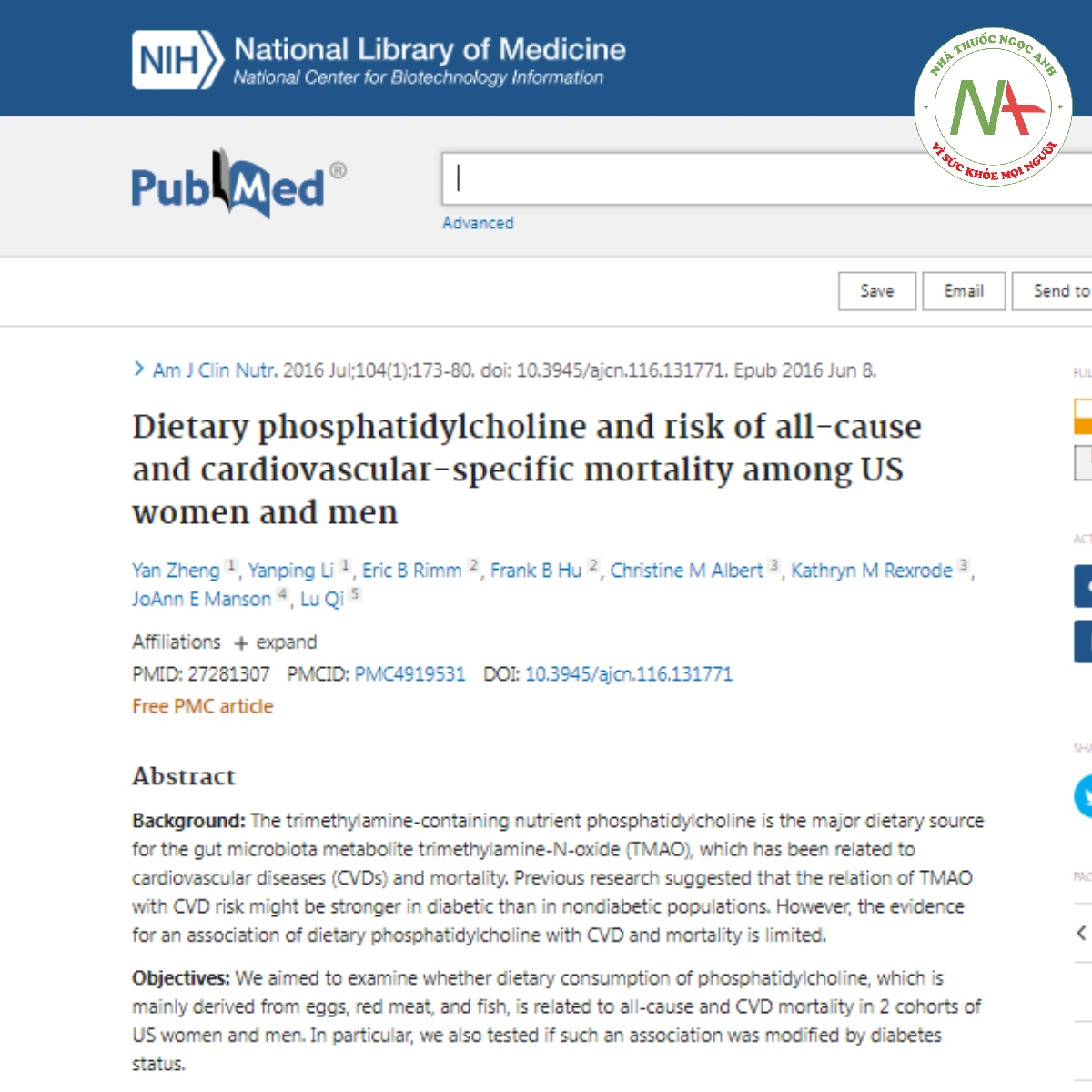 Dietary phosphatidylcholine and risk of all-cause and cardiovascular-specific mortality among US women and men