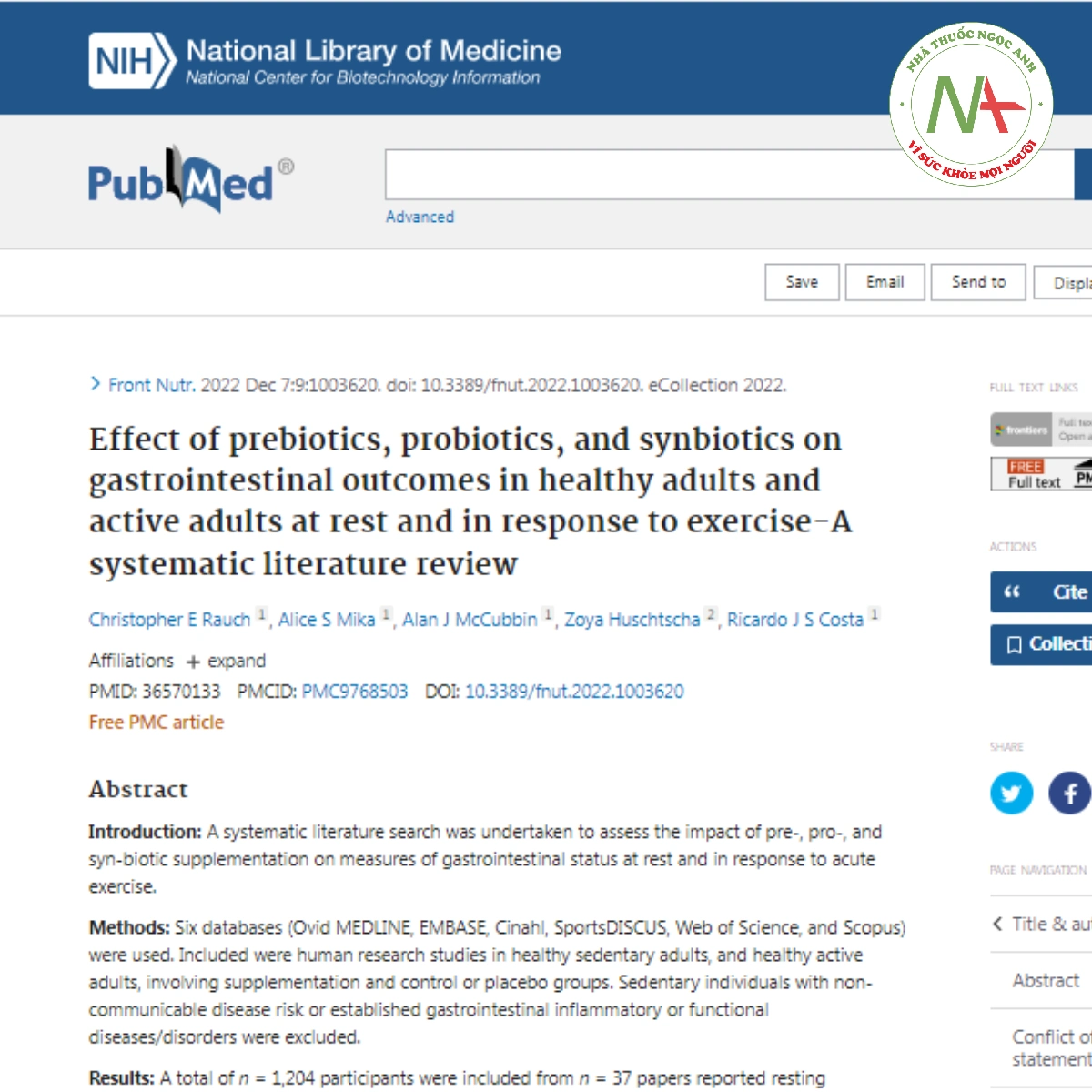 Effect of prebiotics, probiotics, and synbiotics on gastrointestinal outcomes in healthy adults and active adults at rest and in response to exercise-A systematic literature review