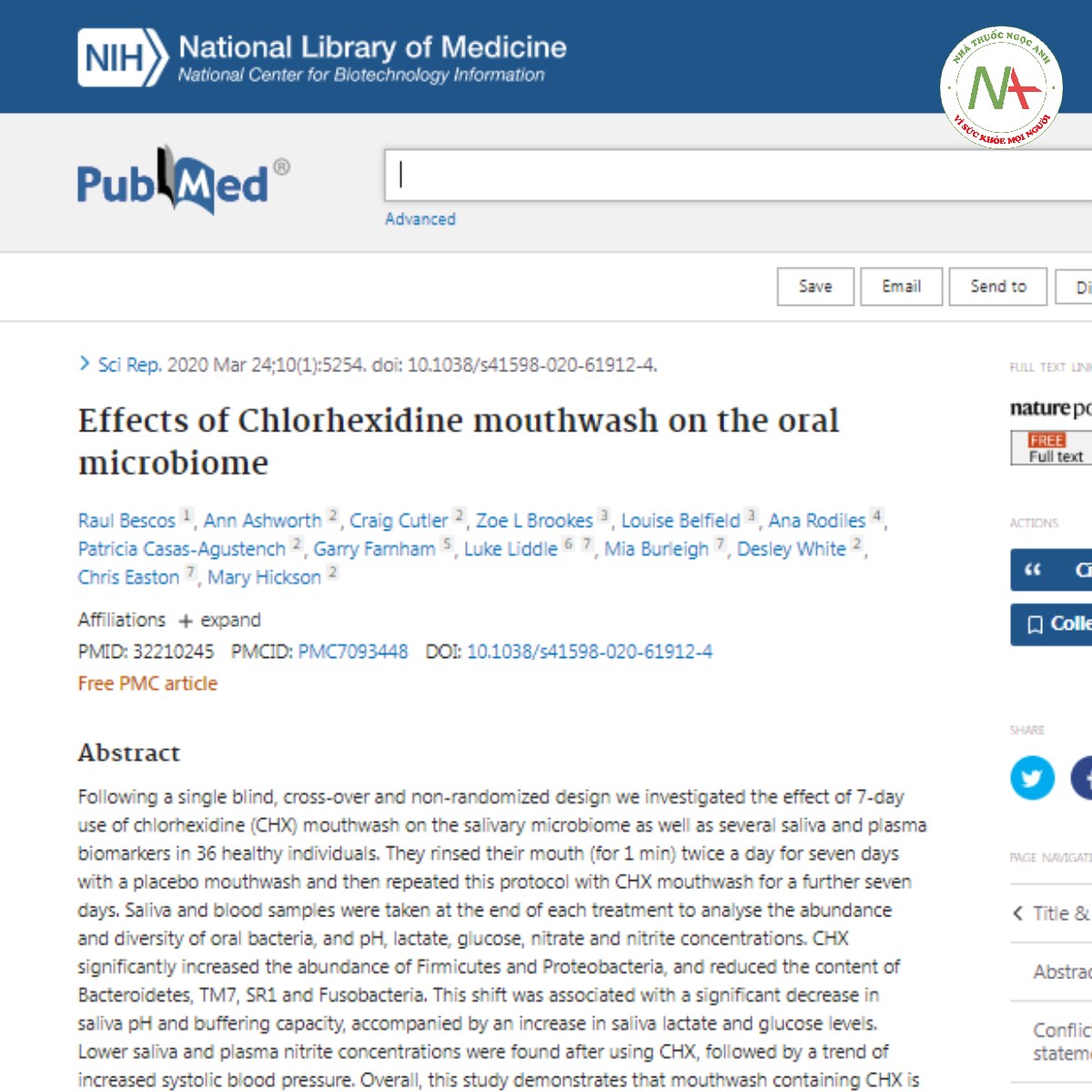 Effects of Chlorhexidine mouthwash on the oral microbiome
