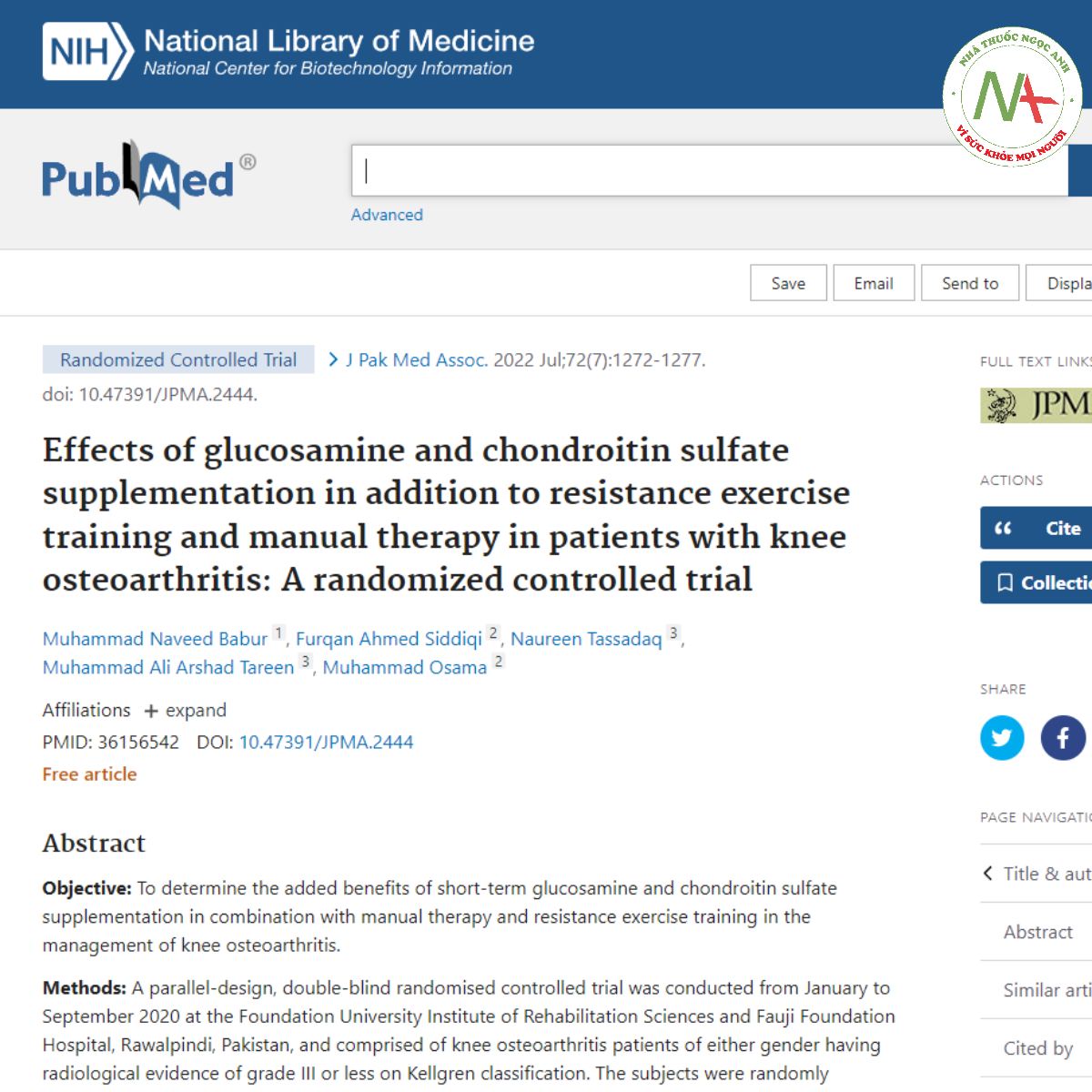 Effects of glucosamine and chondroitin sulfate supplementation in addition to resistance exercise training and manual therapy in patients with knee osteoarthritis: A randomized controlled trial