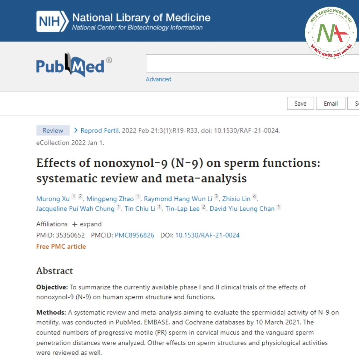 Effects of nonoxynol-9 (N-9) on sperm functions_ systematic review and meta-analysis