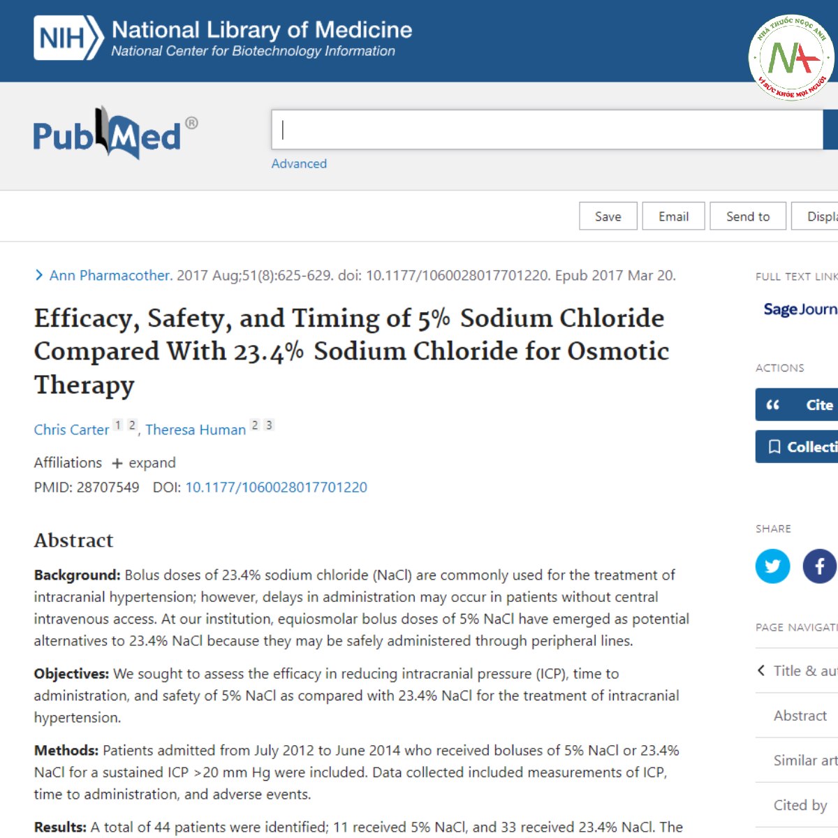 Efficacy, Safety, and Timing of 5% Sodium Chloride Compared With 23.4% Sodium Chloride for Osmotic Therapy
