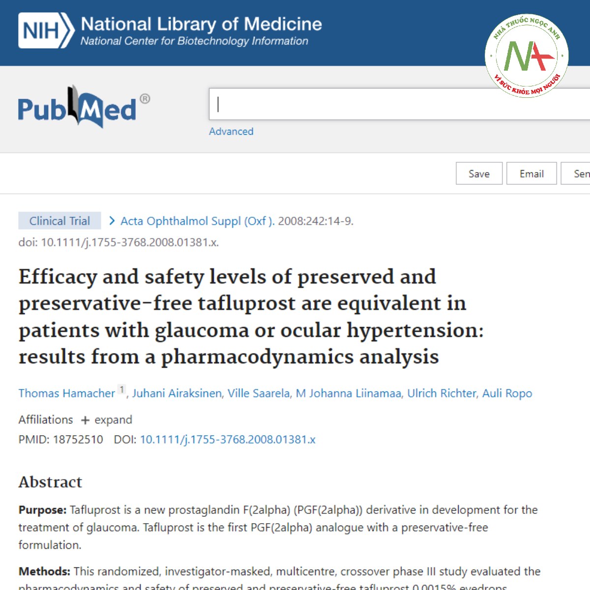 Efficacy and safety levels of preserved and preservative-free tafluprost are equivalent in patients with glaucoma or ocular hypertension_ results from a pharmacodynamics analysis