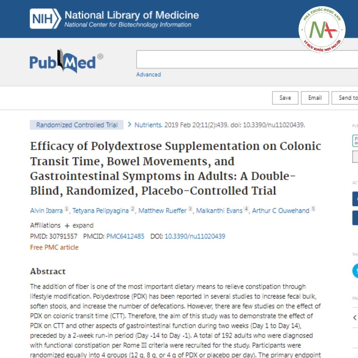 Efficacy of Polydextrose Supplementation on Colonic Transit Time, Bowel Movements, and Gastrointestinal Symptoms in Adults_ A Double-Blind, Randomized, Placebo-Controlled Trial