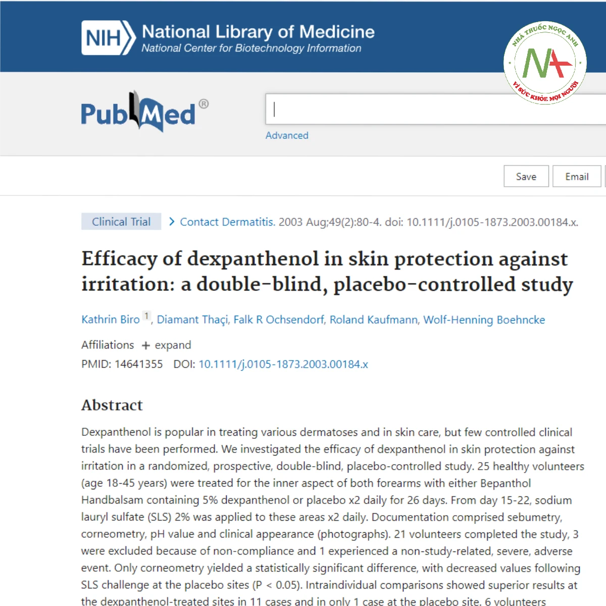 Efficacy of dexpanthenol in skin protection against irritation_ a double-blind, placebo-controlled study