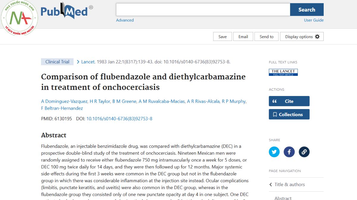Comparison of flubendazole and diethylcarbamazine in treatment of onchocerciasis