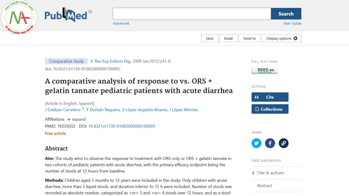 A comparative analysis of response to vs. ORS + gelatin tannate pediatric patients with acute diarrhea