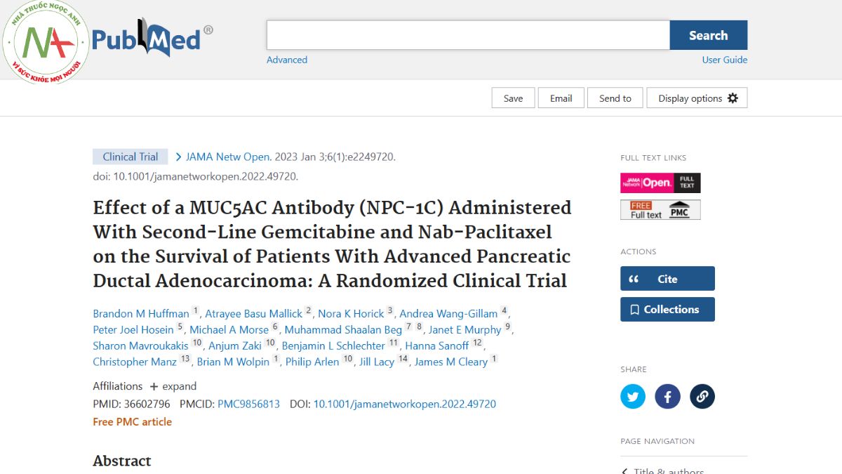 Effect of a MUC5AC Antibody (NPC-1C) Administered With Second-Line Gemcitabine and Nab-Paclitaxel on the Survival of Patients With Advanced Pancreatic Ductal Adenocarcinoma: A Randomized Clinical Trial
