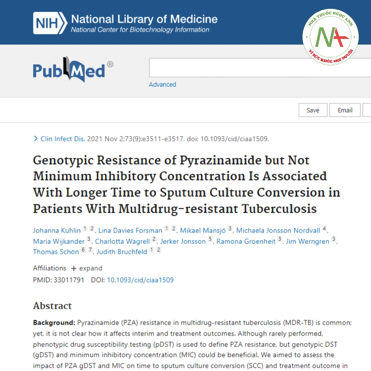 Genotypic Resistance of Pyrazinamide but Not Minimum Inhibitory Concentration Is Associated With Longer Time to Sputum Culture Conversion in Patients With Multidrug-resistant Tuberculosis