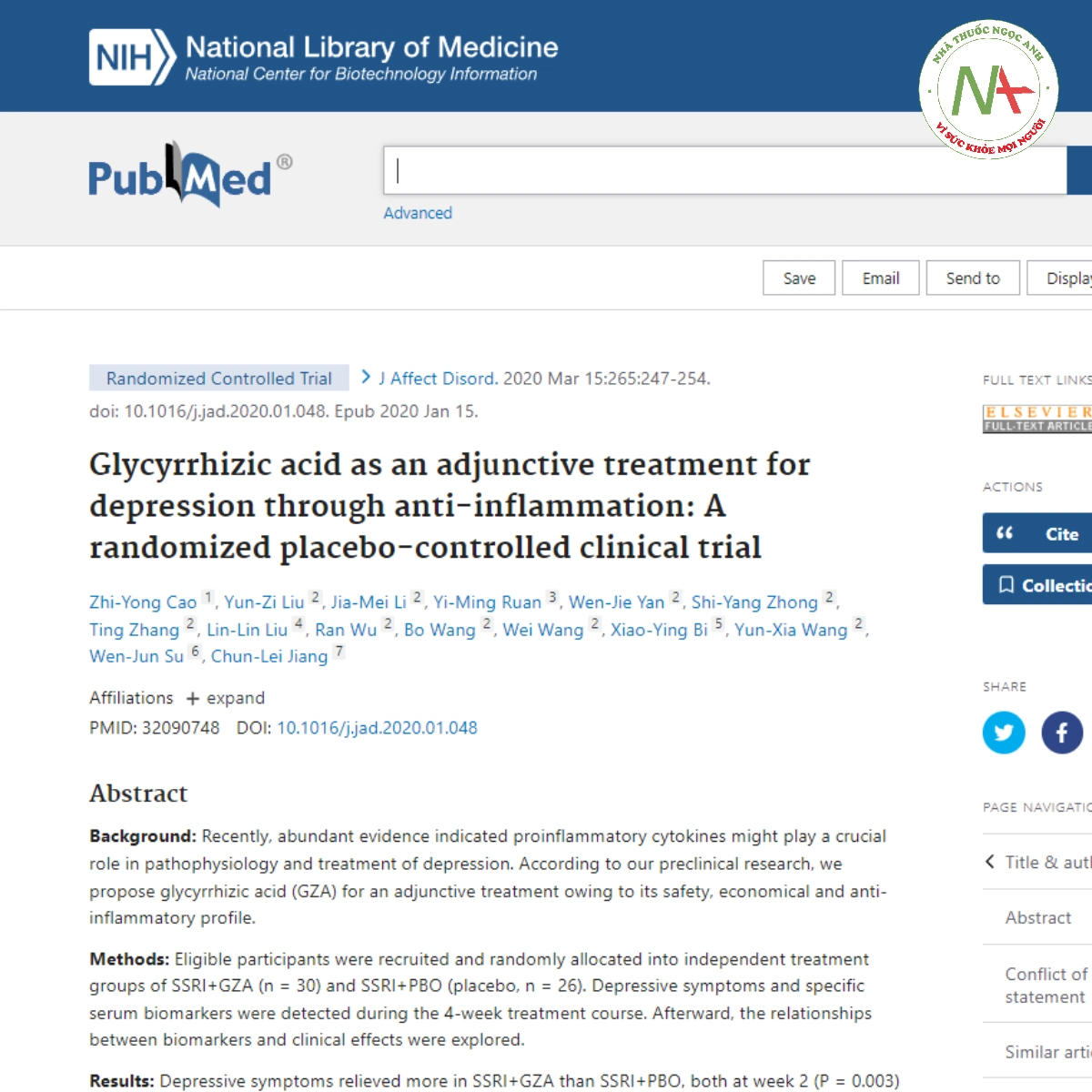 Glycyrrhizic acid as an adjunctive treatment for depression through anti-inflammation_ A randomized placebo-controlled clinical trial