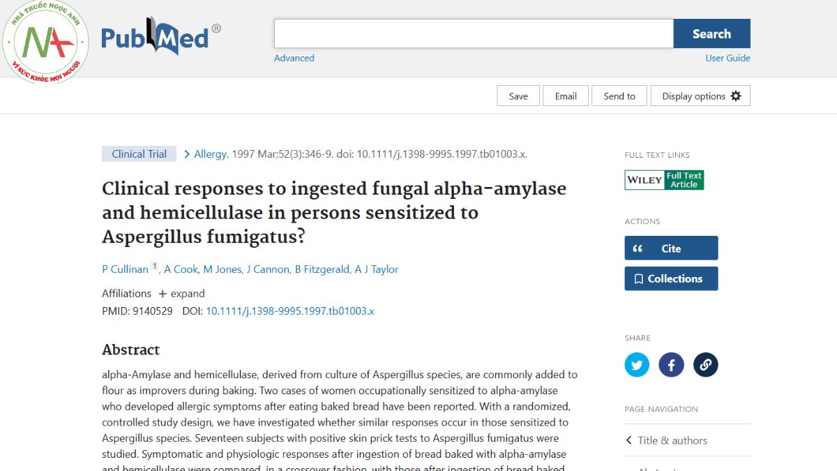 Clinical responses to ingested fungal alpha-amylase and hemicellulase in persons sensitized to Aspergillus fumigatus?